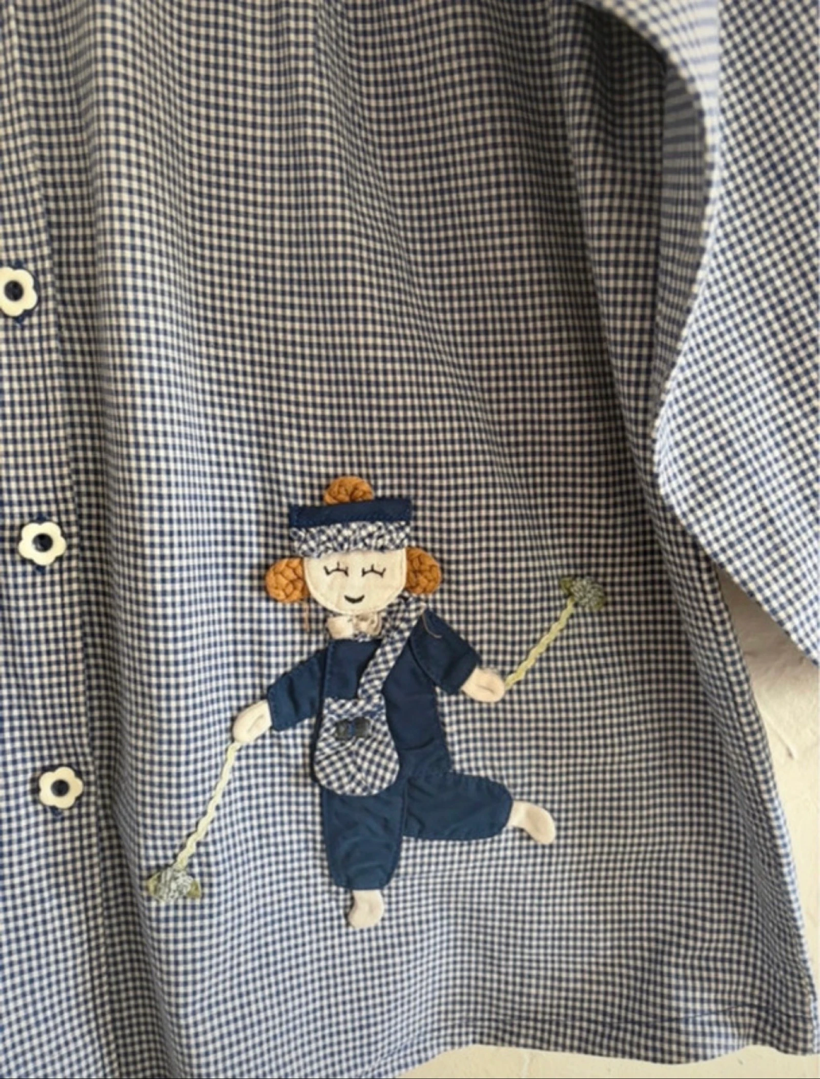 Vintage geruite blouse met borduursel maat 34 – photo 4
